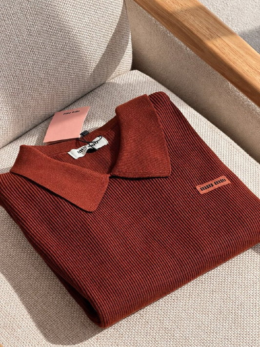 Miu Miu Polo Sweater - Brown