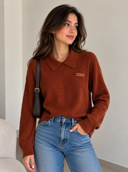 Miu Miu Polo Sweater - Brown