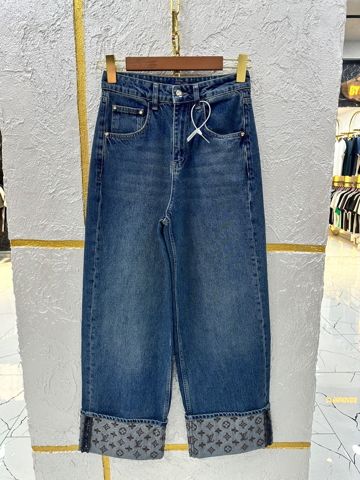 Louis Vuitton Wide-Leg Jeans Pants - Blue Monogram