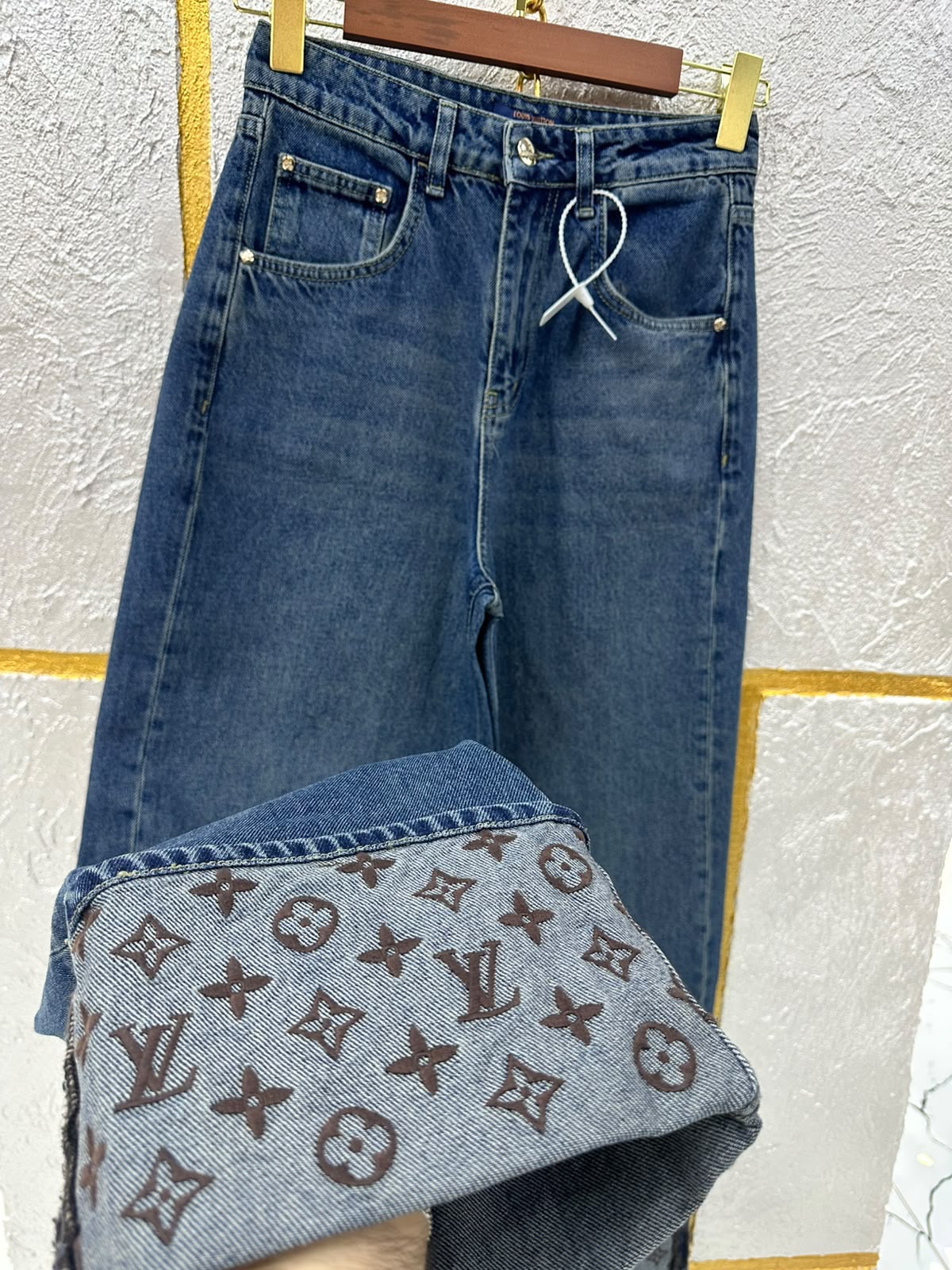 Louis Vuitton Wide-Leg Jeans Pants - Blue Monogram