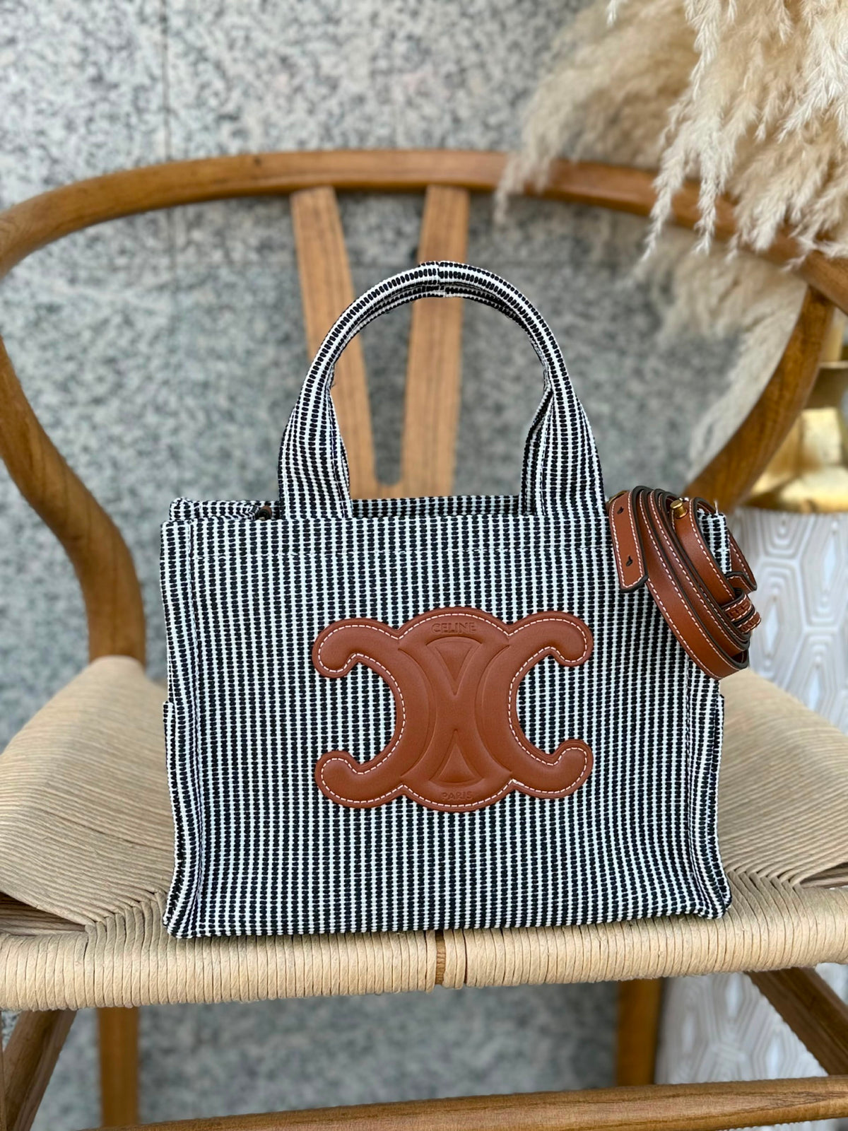 Celine Tote Bag Logo Patch - Black