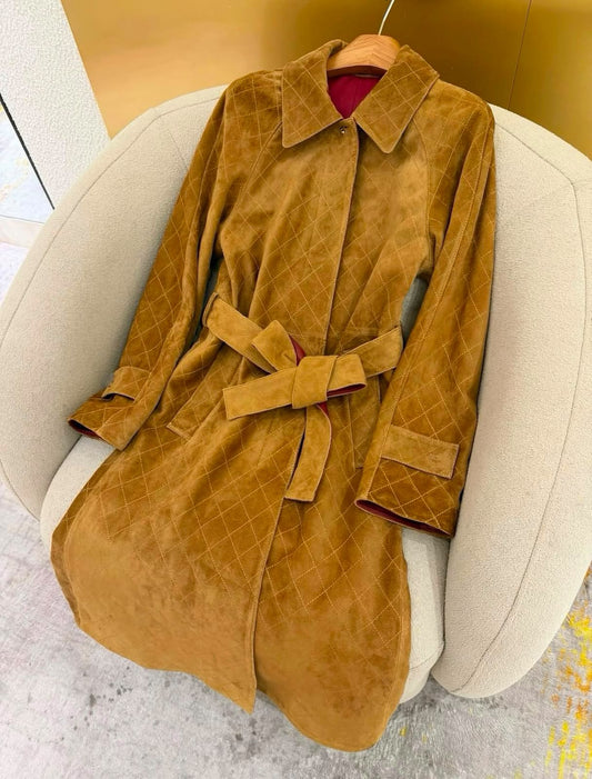 Chanel Quilted Belted Coat - Brown