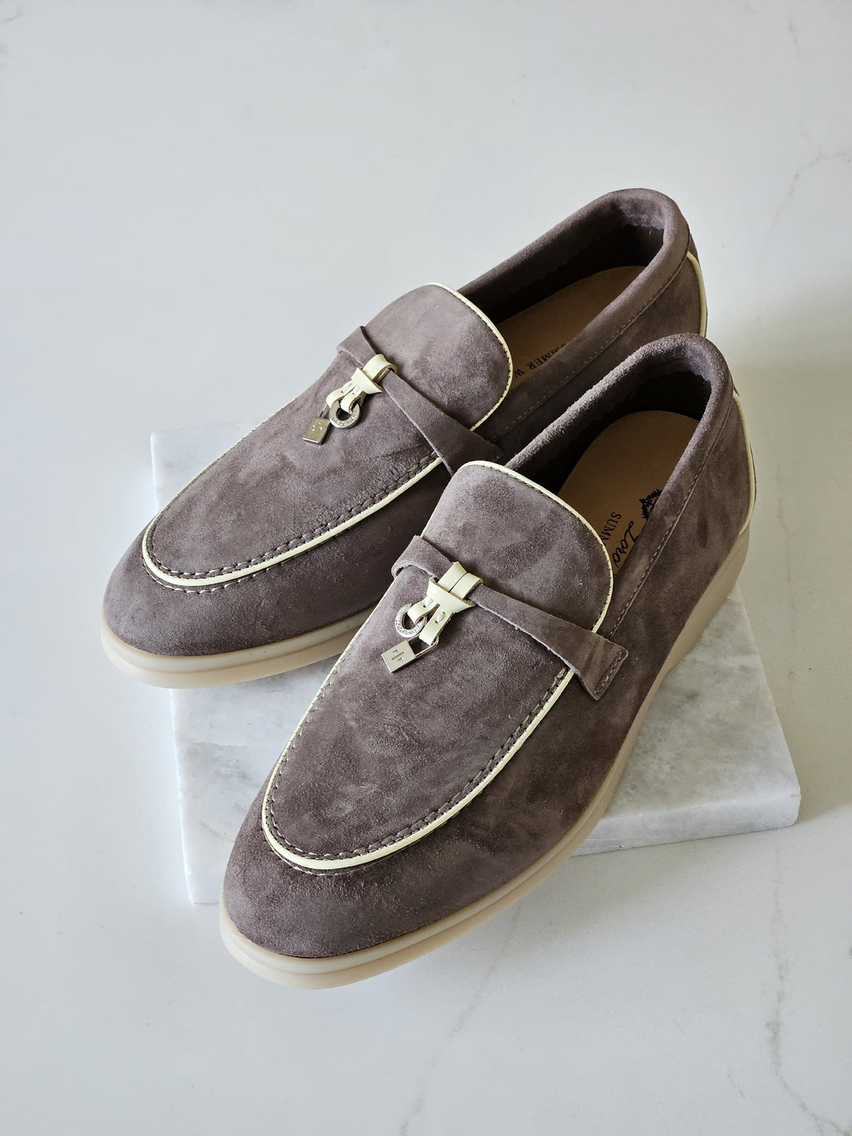 Loro Piana Piped Loafers - Beige