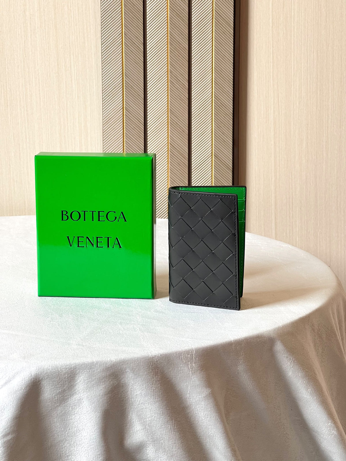 Bottega Veneta Woven Card Holder - Black