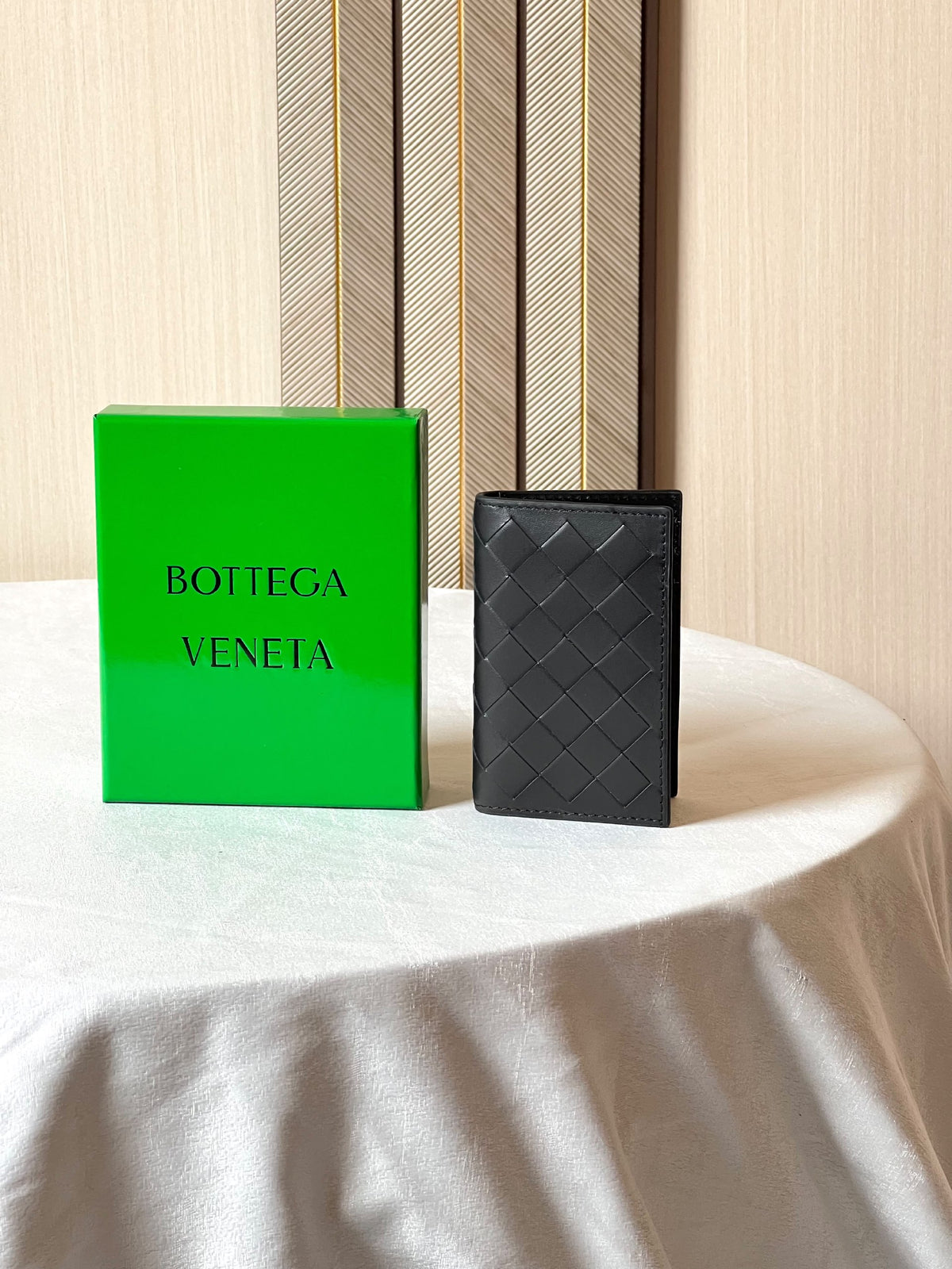 Bottega Veneta Woven Card Holder - Black