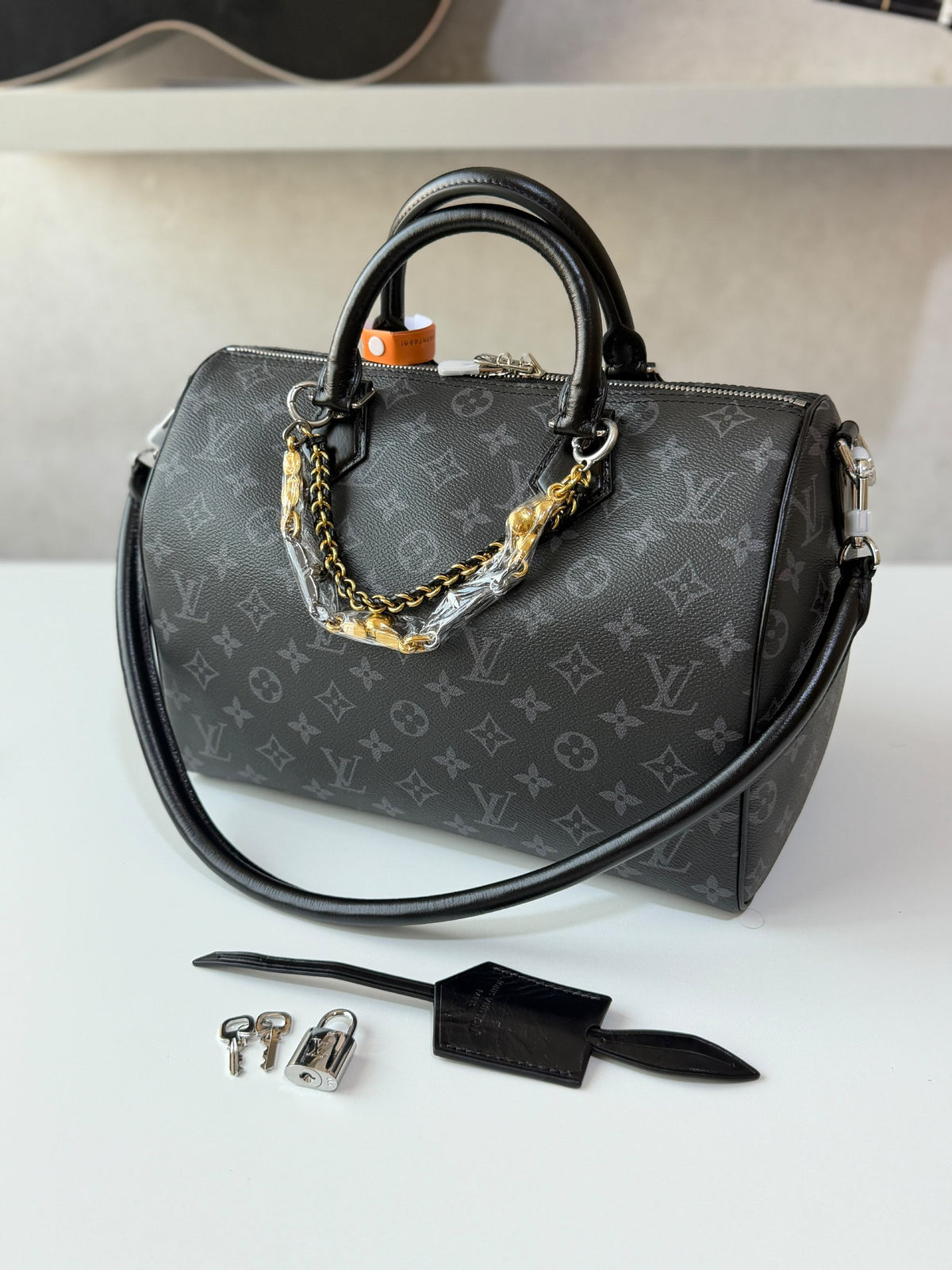 Louis Vuitton Chain-Detail Handbag - Dark Grey Monogram