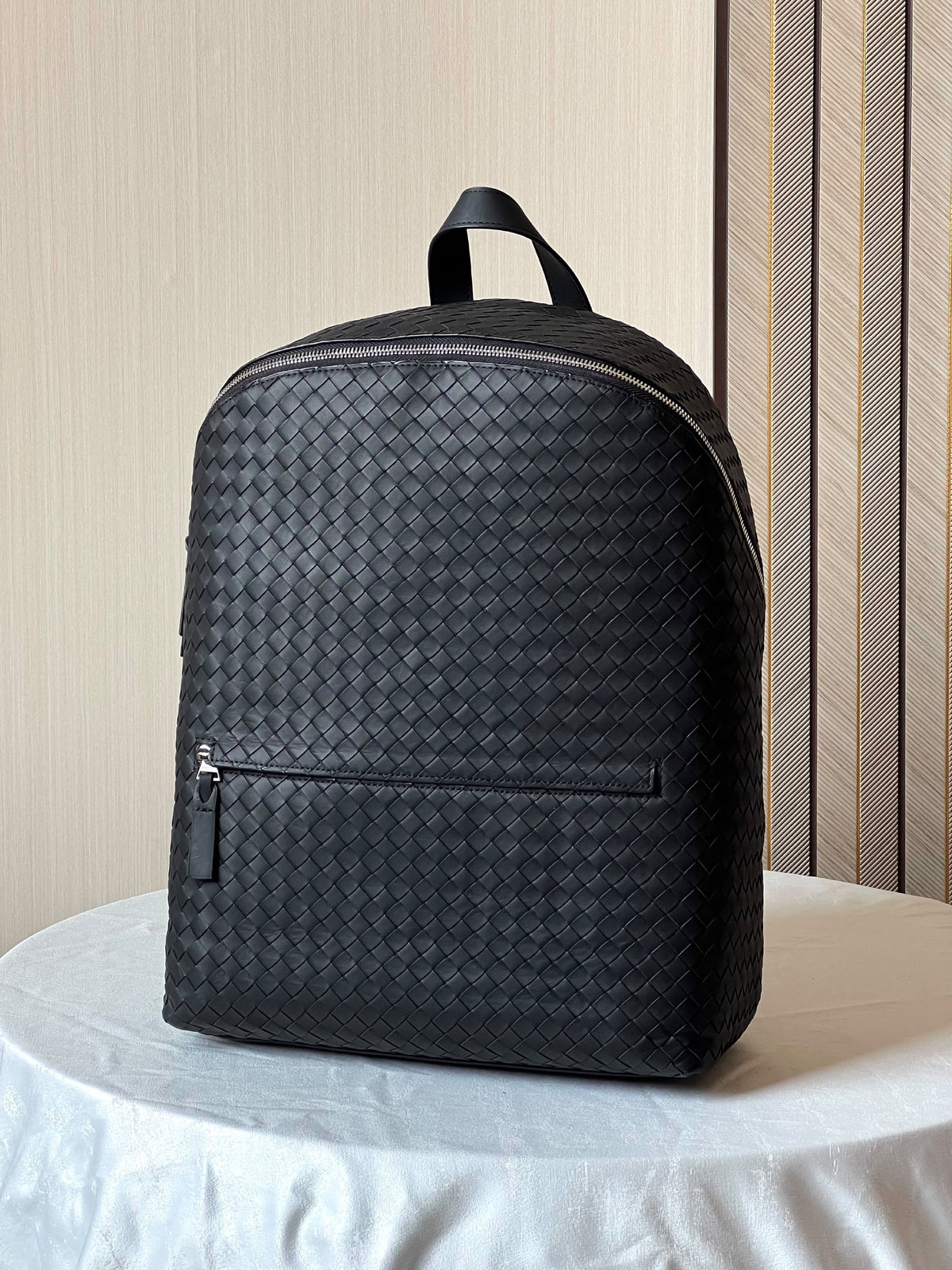 Bottega Veneta Woven Zip Backpack - Black