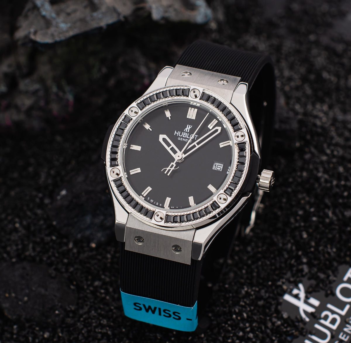 Hublot Watch Black Gem Bezel - 