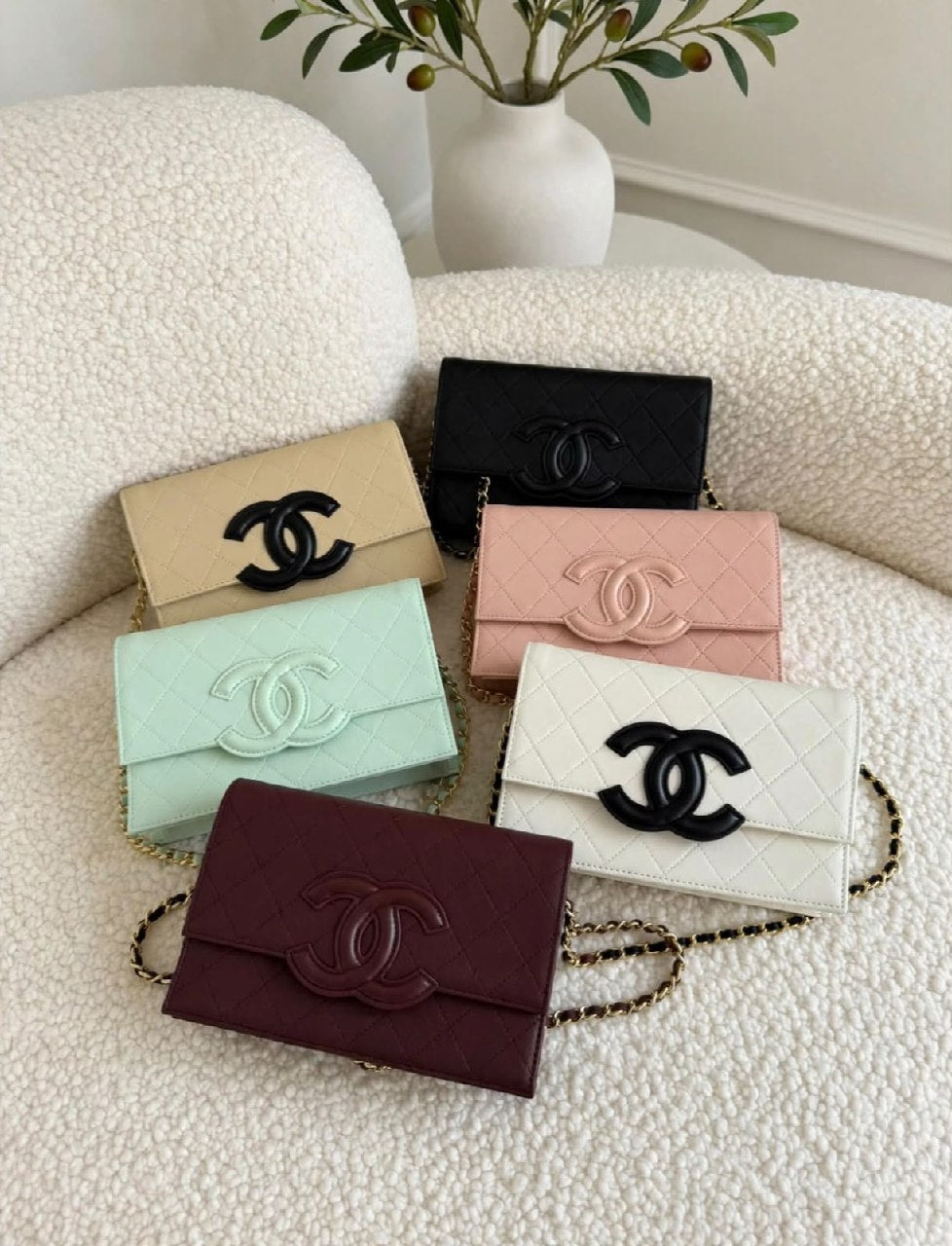 Chanel Quilted Flap Shoulder Bag - Black, White, Beige, Green, Burgundy, Pink
