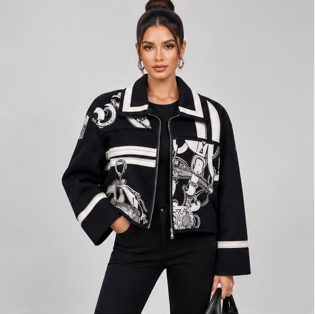 Hermès Cropped Zip-Front Jacket - Black