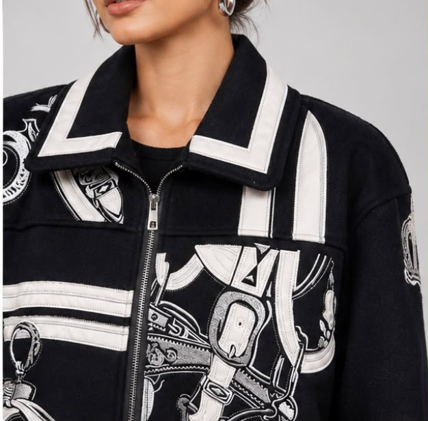 Hermès Cropped Zip-Front Jacket - Black