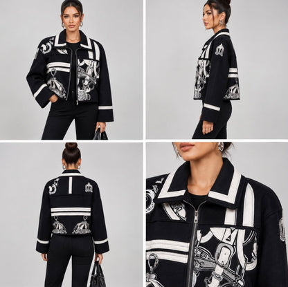 Hermès Cropped Zip-Front Jacket - Black