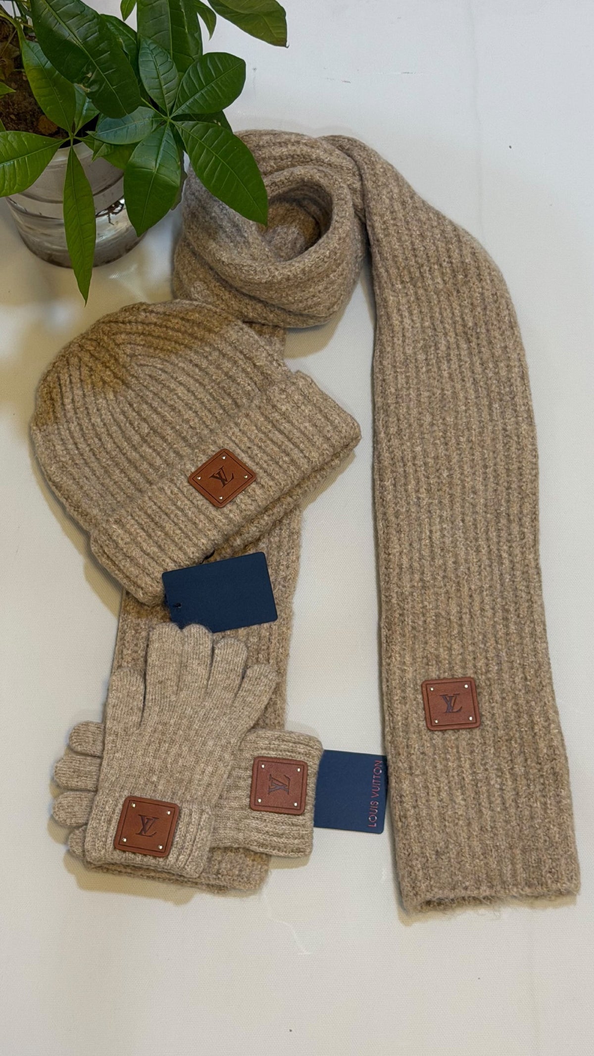 Louis Vuitton Scarf & Beanie - Beige