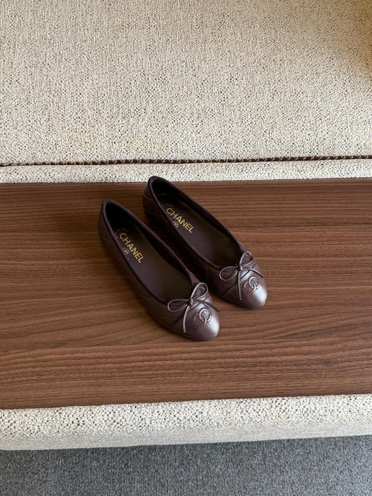 Chanel Ballerina with Diamond Stitching - Brown