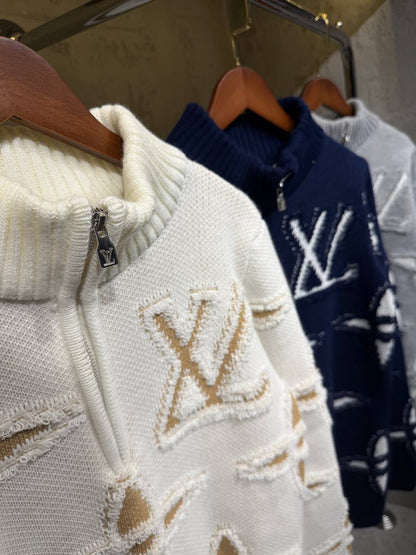 Louis Vuitton Distressed-Motif Sweater - White Monogram