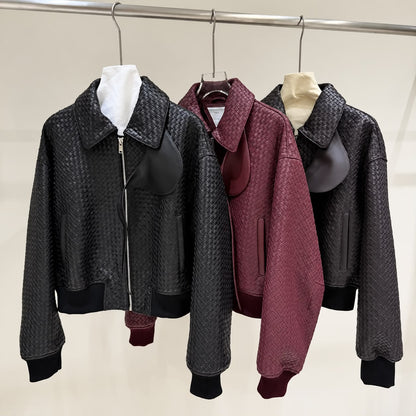 Bottega Veneta Panel Collar Bomber Jacket - Burgundy, Brown, Black