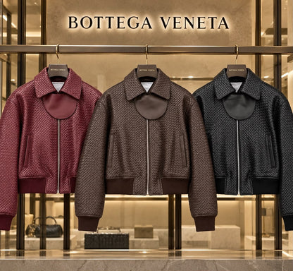 Bottega Veneta Panel Collar Bomber Jacket - Burgundy, Brown, Black