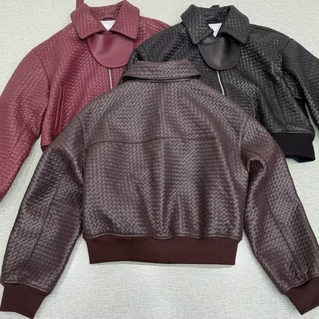 Bottega Veneta Panel Collar Bomber Jacket - Burgundy, Brown, Black