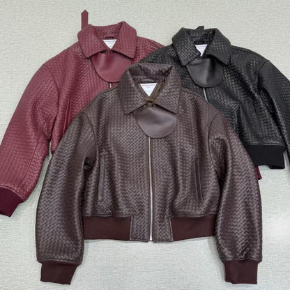 Bottega Veneta Panel Collar Bomber Jacket - Burgundy, Brown, Black