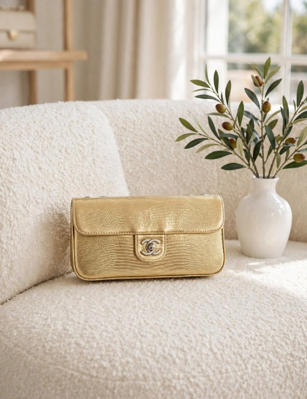 Chanel Envelope Flap Shoulder Bag - Gold Embossed
