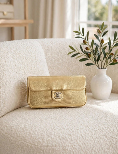 Chanel Envelope Flap Shoulder Bag - Gold Embossed