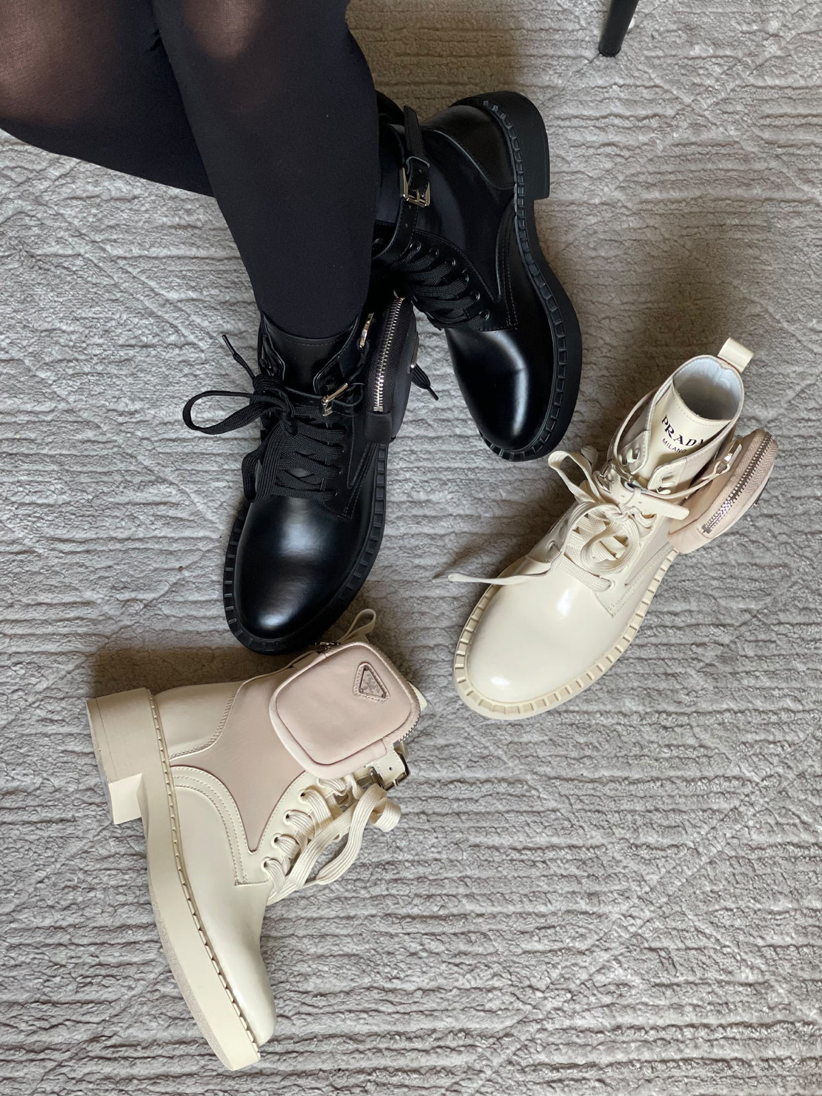 Prada Boots - Black, White