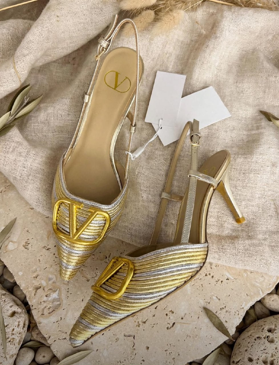 Valentino Heels - Gold & Silver