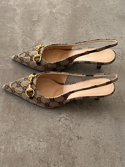 Gucci Heels - Beige & Brown