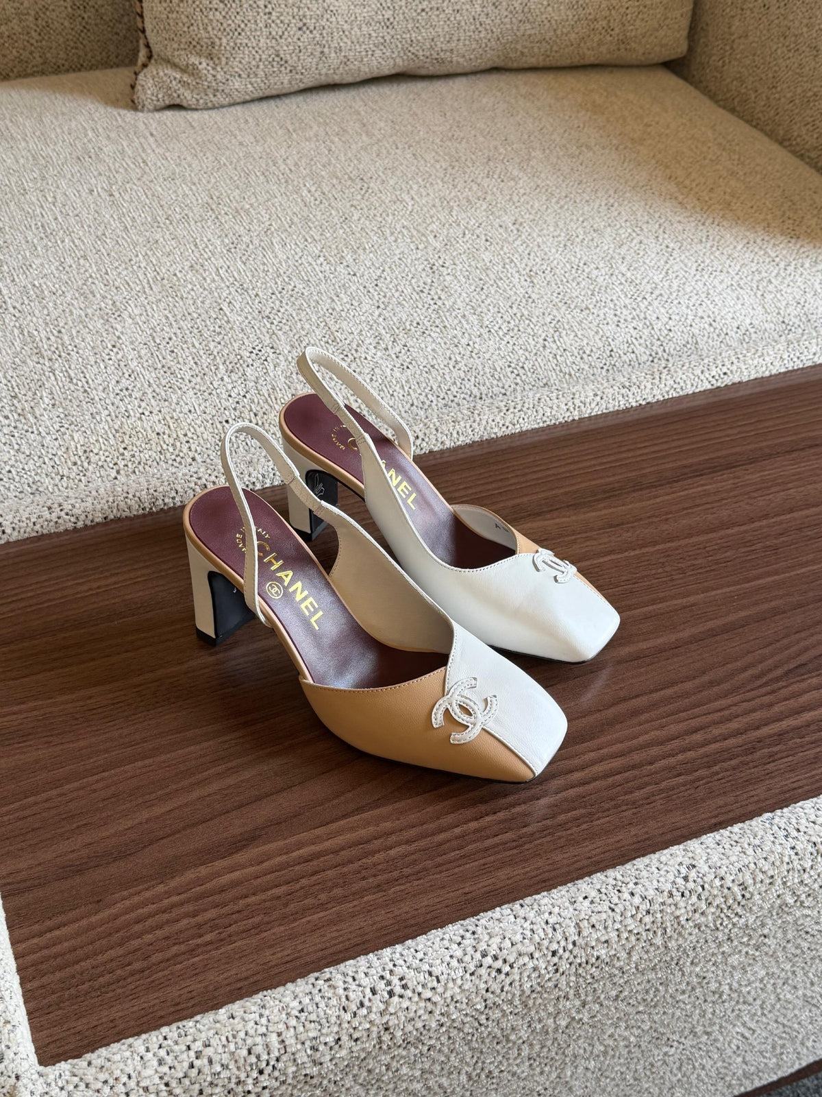 Chanel Heels - Beige & White