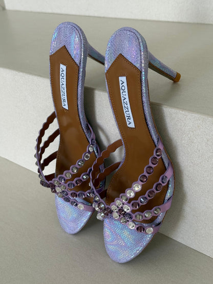 Aquazzura Crystal-Embellished Mule Heels - Purple