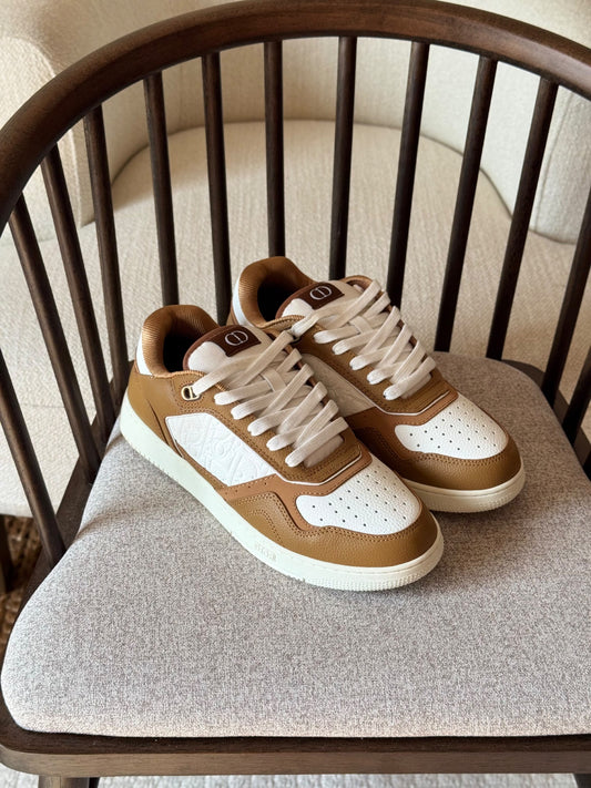 Dior B27 Panel Sneakers - Brown & White Embossed