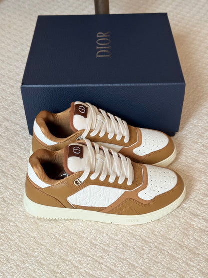 Dior B27 Panel Sneakers - Brown & White Embossed