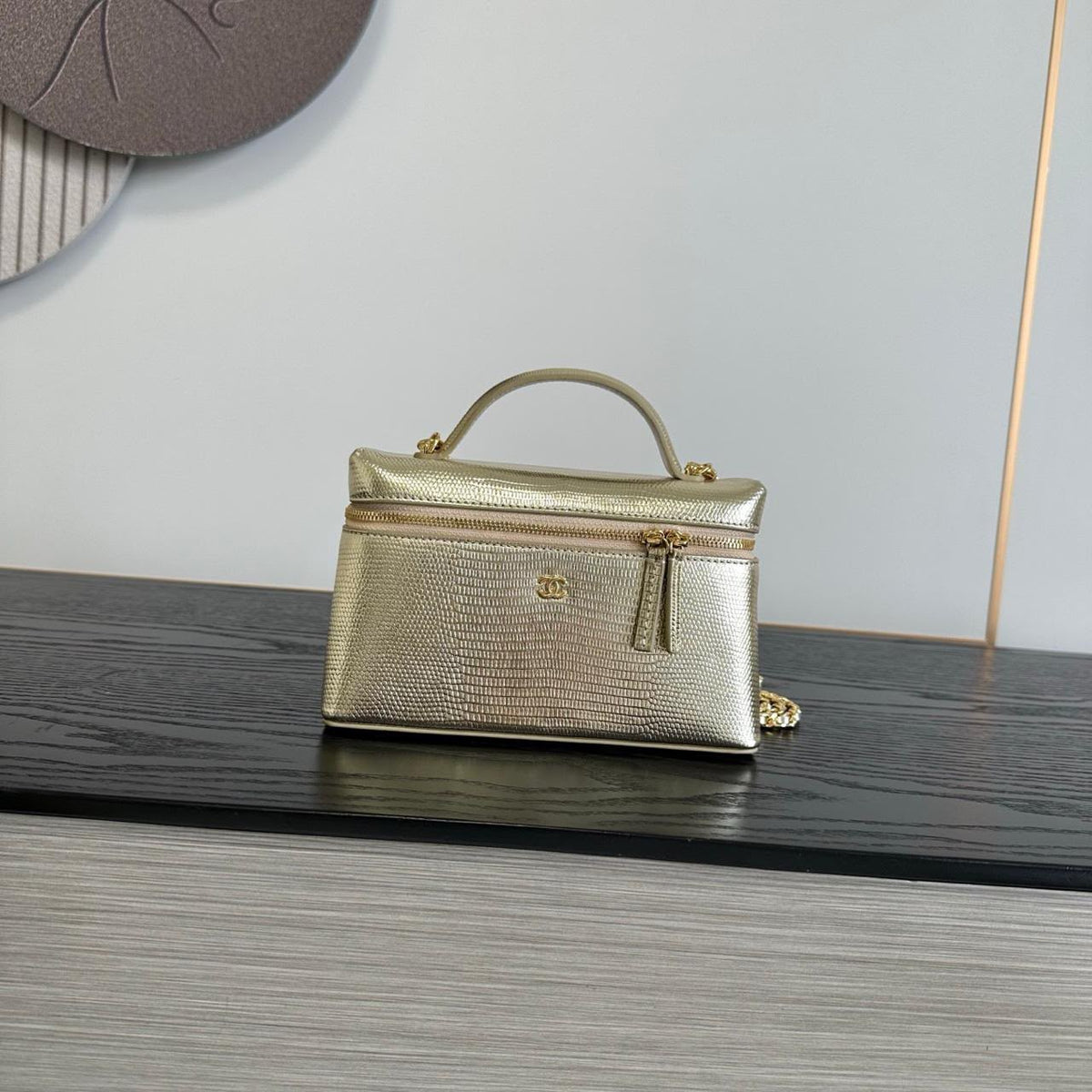 Chanel Handbag Textured Vanity - Gold Embossed