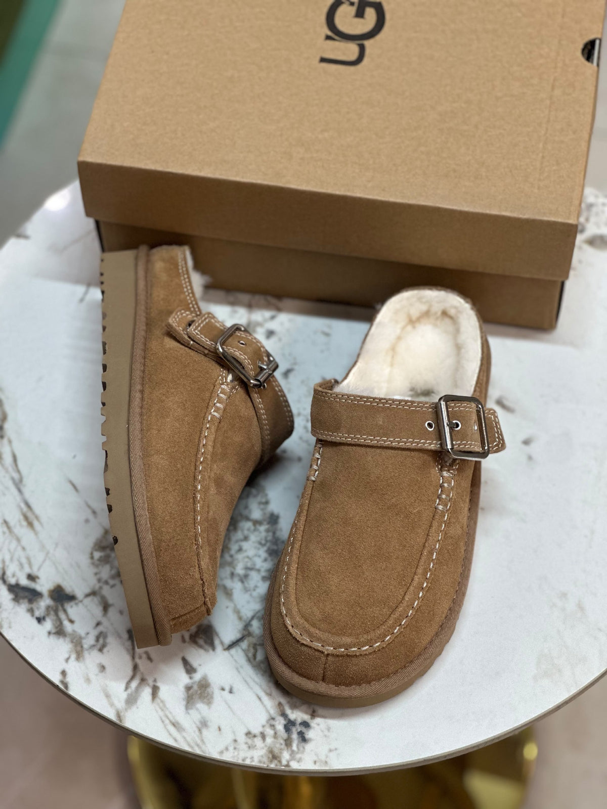 UGG Buckle Mules - Brown