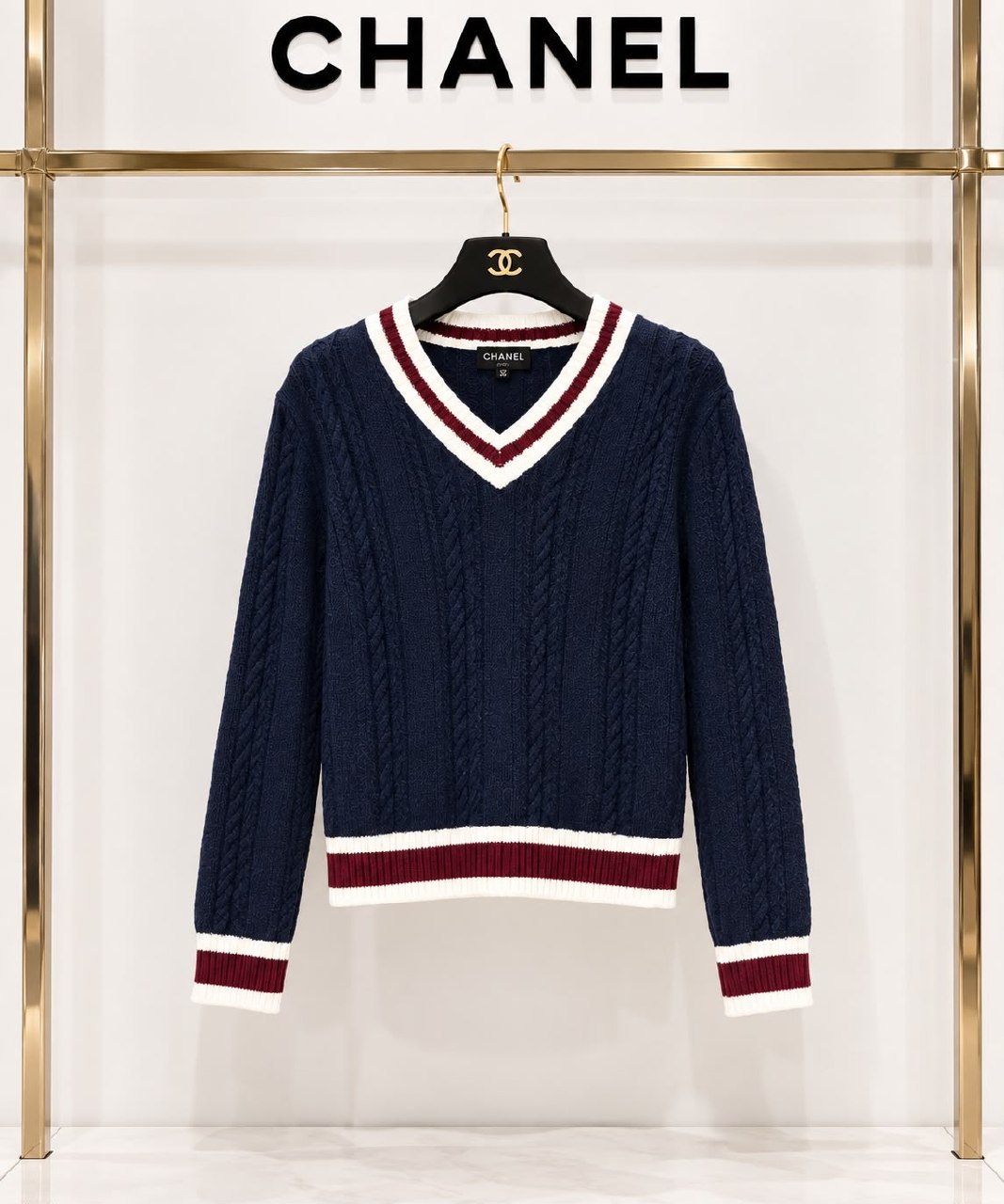 Chanel V-Neck Sweater - Navy