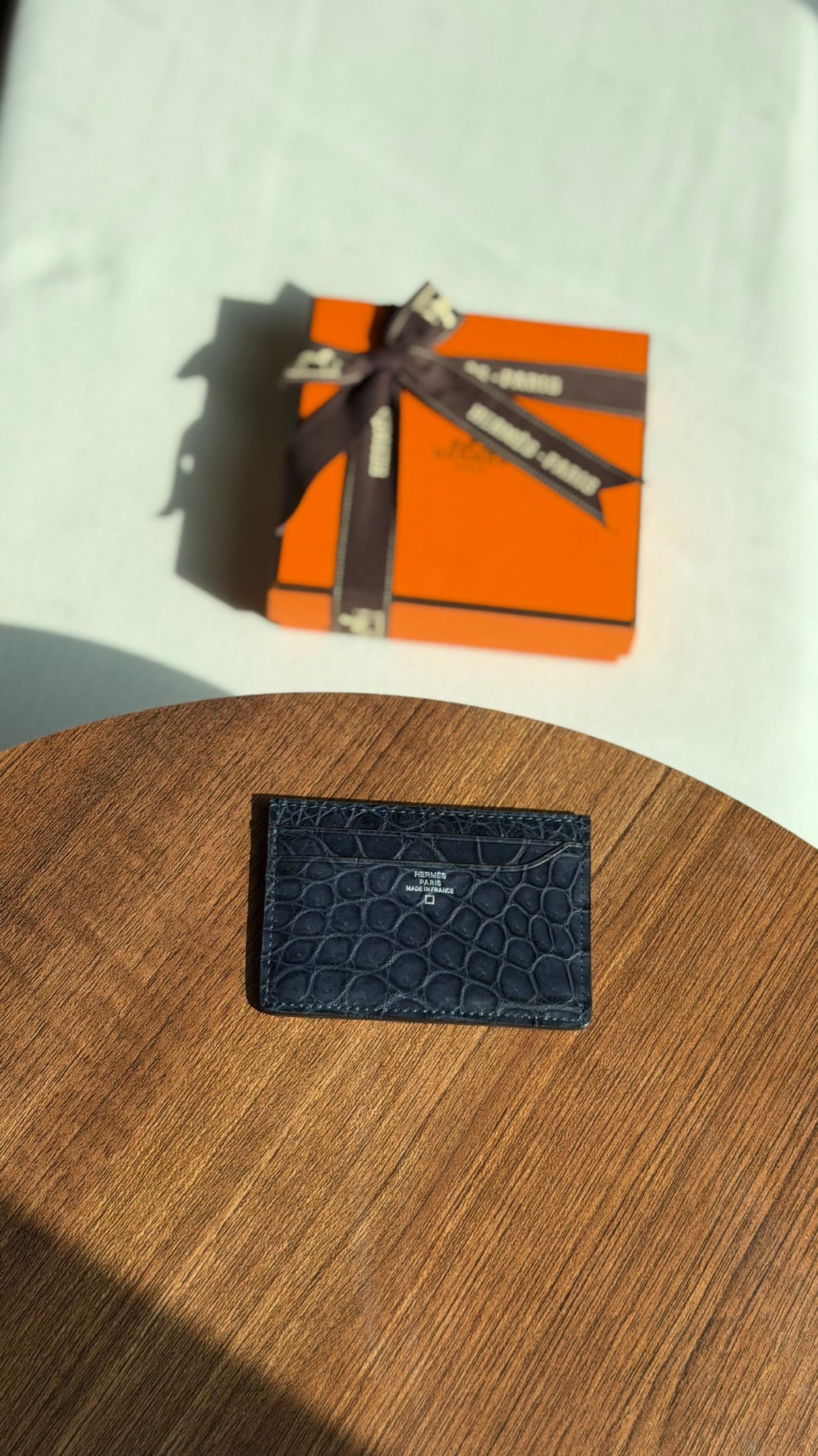 Hermes Card Holder - Navy Embossed