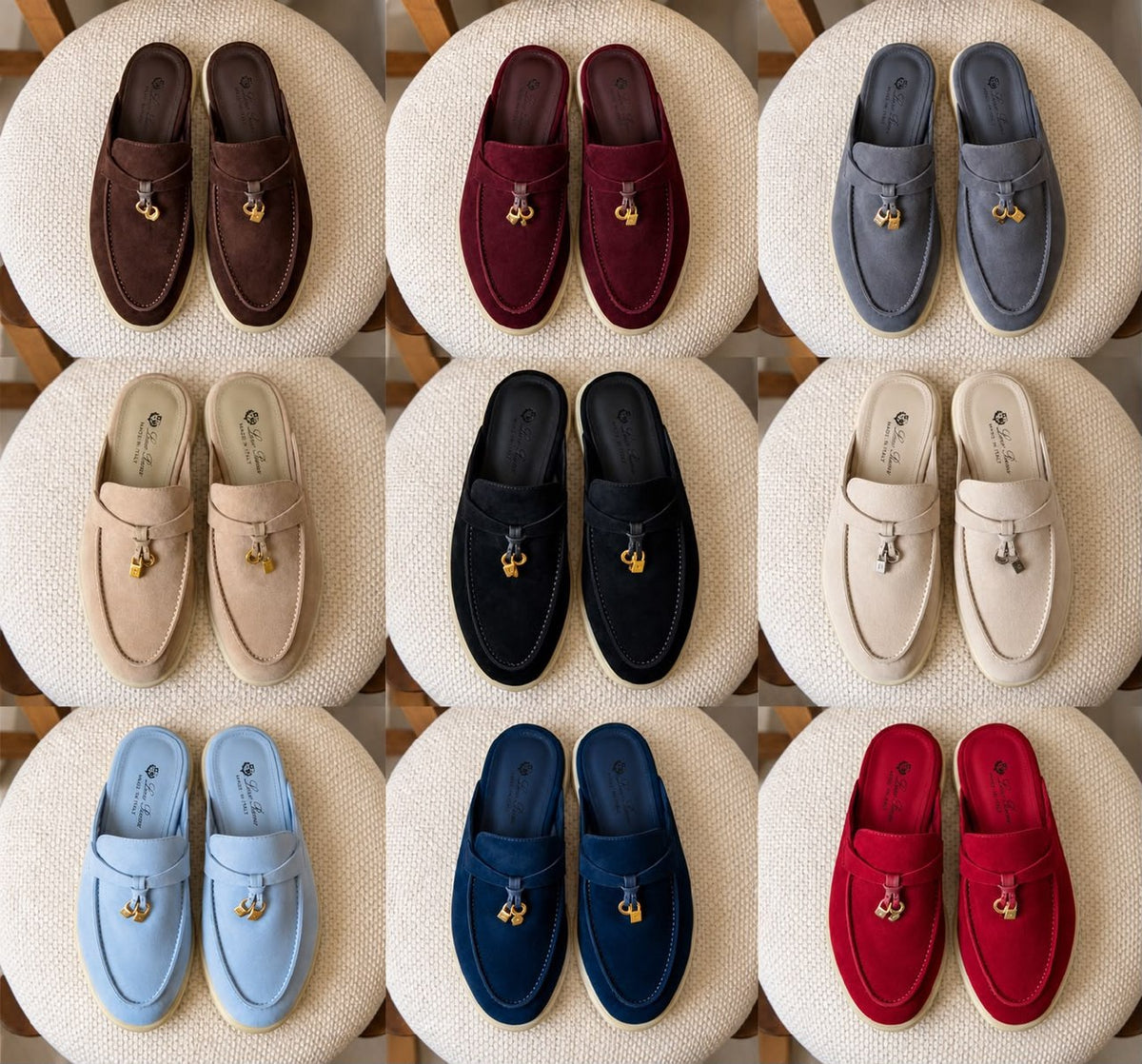 Loro Piana Mule - Red, Beige, Grey, White, Black, Light Blue, Navy, Burgundy, Brown
