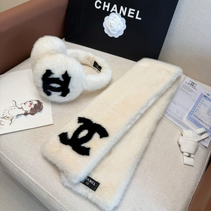 Chanel Scarf & Earmuffs - White