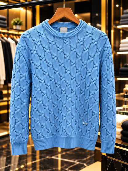 Dior Cable-Knit Sweater - Light Blue