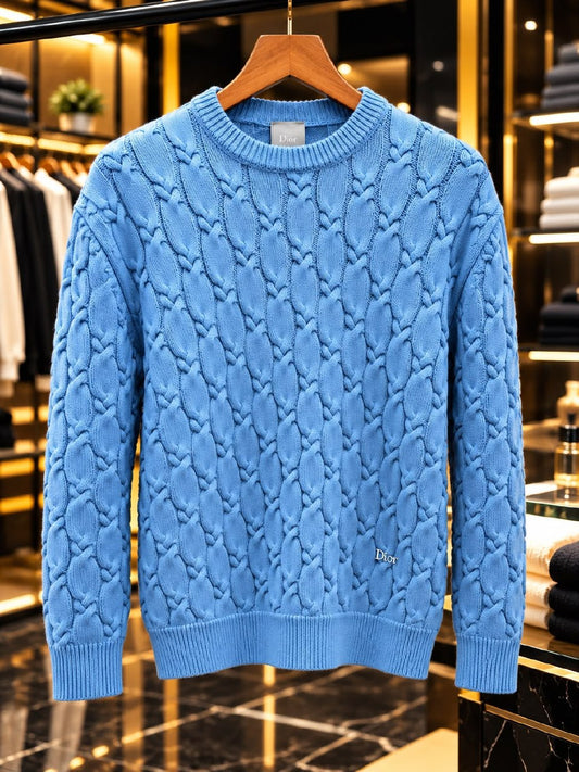 Dior Cable-Knit Sweater - Light Blue