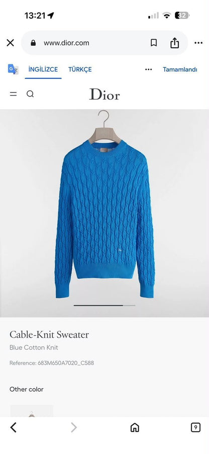 Dior Cable-Knit Sweater - Light Blue
