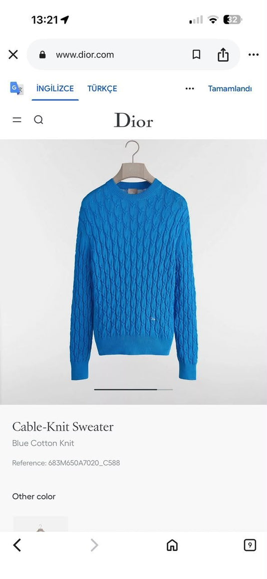 Dior Cable-Knit Sweater - Light Blue