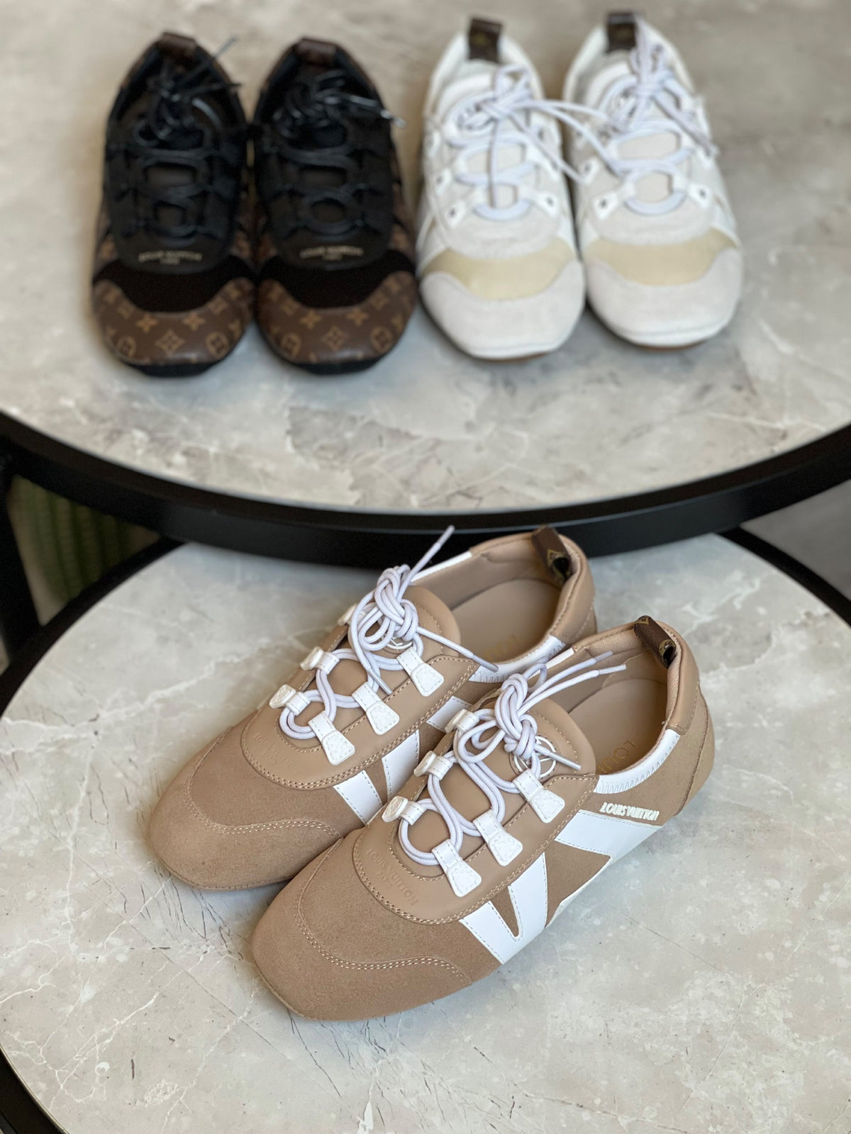 Louis Vuitton Sneakers - Black & Brown, White & Beige, Beige & White