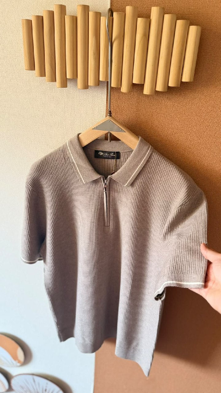 Loro Piana Zip-Placket Polo Shirt - Beige