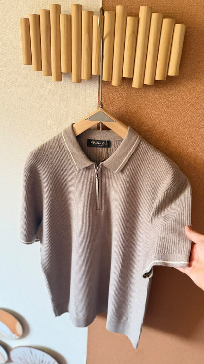 Loro Piana Zip-Placket Polo Shirt - Beige