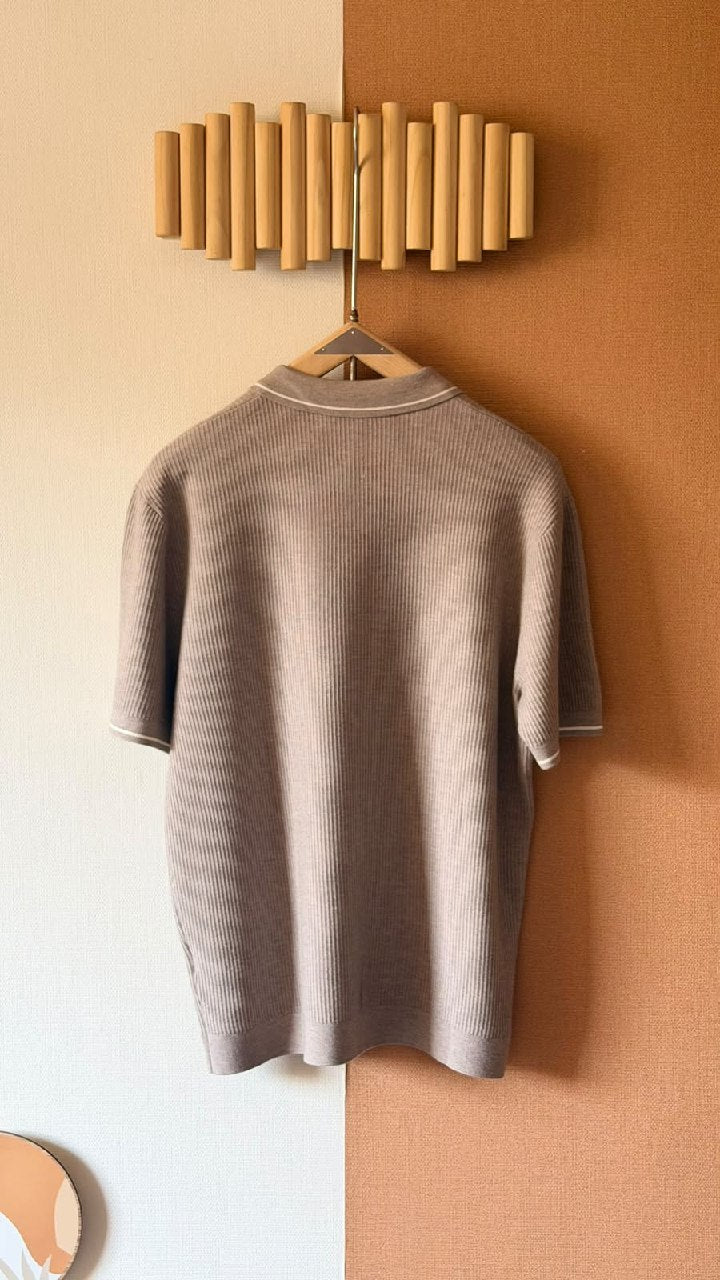 Loro Piana Zip-Placket Polo Shirt - Beige