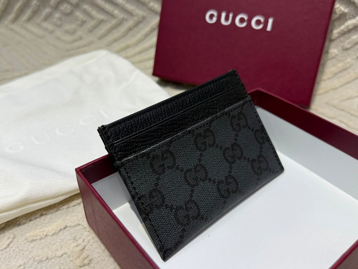 Gucci Card Holder Slot-Top - Black Monogram