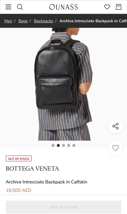 Bottega Veneta Backpack Panelled Front - Black
