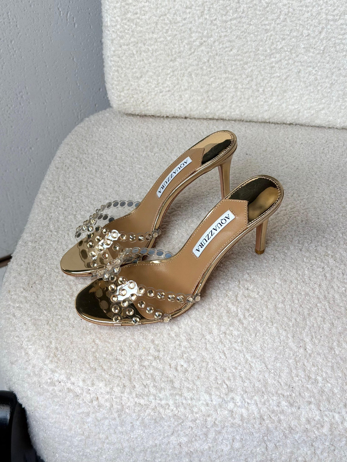 Aquazzura Open-Back Heels - Beige
