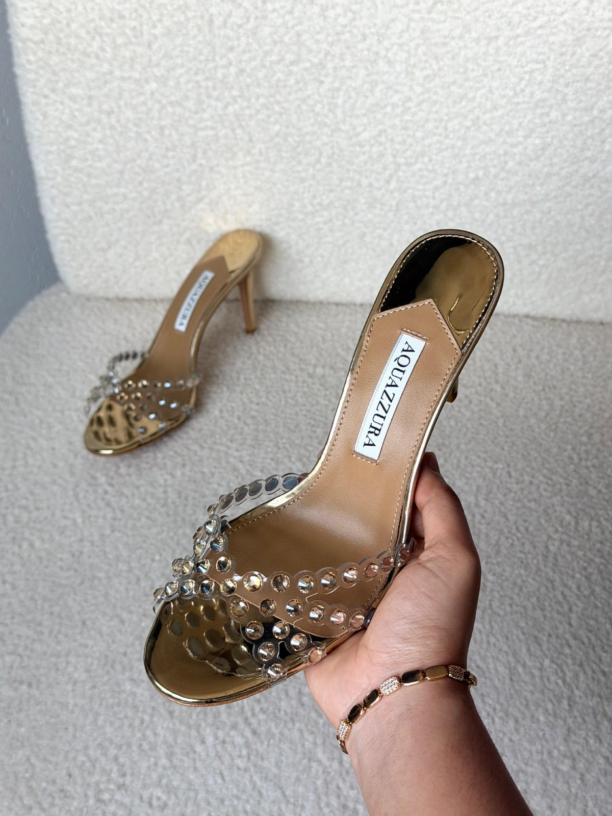 Aquazzura Open-Back Heels - Beige